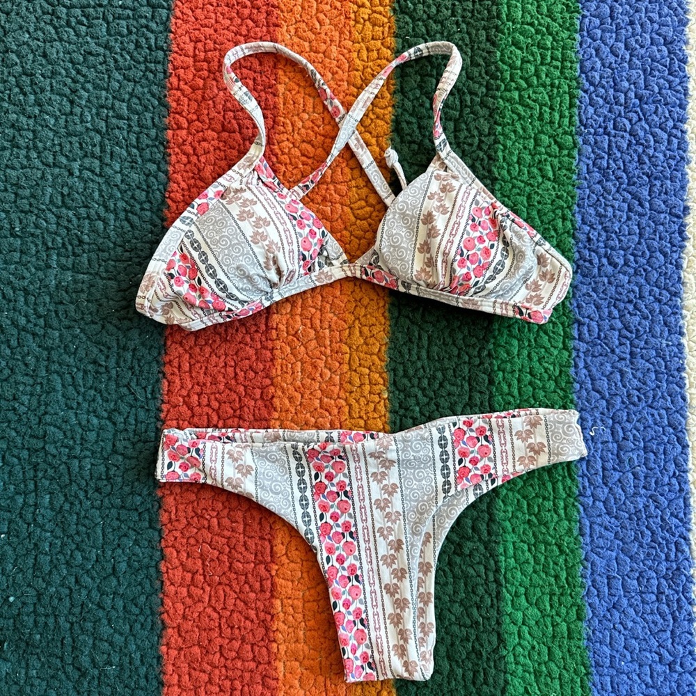 Pink tribal print bikini set